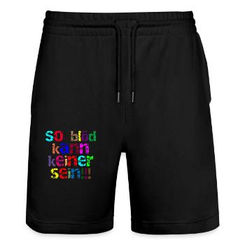 so blöd kann keiner sein - Stanley/Stella Unisex Bio Joggingshorts Trainer  - Schwarz - Vorne - Nik (191cm) & Marisol (170cm)