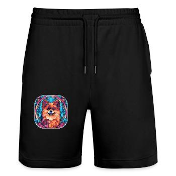 Coloré Poméranie Race de Chien Aquarelle Verre Pai - Short de jogging bio TRAINER Stanley/Stella unisexe - noir - Devant - Nik (191cm) & Marisol (170cm)