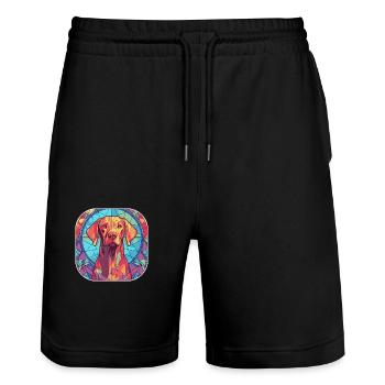 Colorful Vizsla Dog Breed Watercolor Glass Paintin - Stanley/Stella Trainer Unisex Organic Jogging Shorts - black - Front - Nik (191cm) & Marisol (170cm)