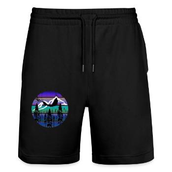 Bat in cool evening mood - Stanley/Stella Trainer Unisex Organic Jogging Shorts - black - Front - Nik (191cm) & Marisol (170cm)