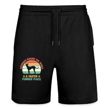 Azawakh Hundebesitzer Arabischer Windhund Tuareg Sloughi - Stanley/Stella Unisex Bio Joggingshorts Trainer  - Schwarz - Vorne - Nik (191cm) & Marisol (170cm)