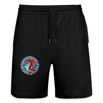 Drache Buntes Aquarell Tier Haustier Illustration - Stanley/Stella Unisex Bio Joggingshorts Trainer  - Schwarz - Vorne - Nik (191cm) & Marisol (170cm)