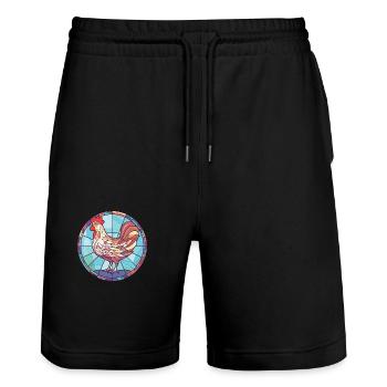 Henne Buntes Aquarell Tier Haustier Illustration - Stanley/Stella Unisex Bio Joggingshorts Trainer  - Schwarz - Vorne - Nik (191cm) & Marisol (170cm)