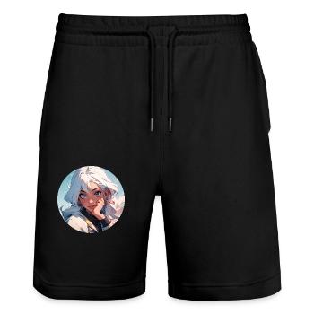 Princess 5 - Stanley/Stella Unisex Bio Joggingshorts Trainer  - Schwarz - Vorne - Nik (191cm) & Marisol (170cm)