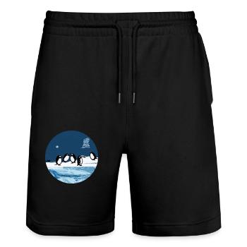 Charmantes Pinguin Abenteuer - Entdecke die Kälte - Stanley/Stella Unisex Bio Joggingshorts Trainer  - Schwarz - Vorne - Nik (191cm) & Marisol (170cm)