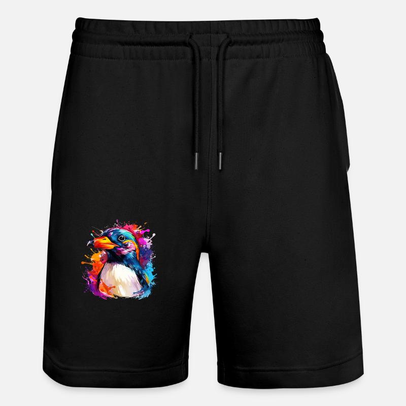 bunter Pinguin - Stanley/Stella Unisex Bio Joggingshorts Trainer  - Schwarz