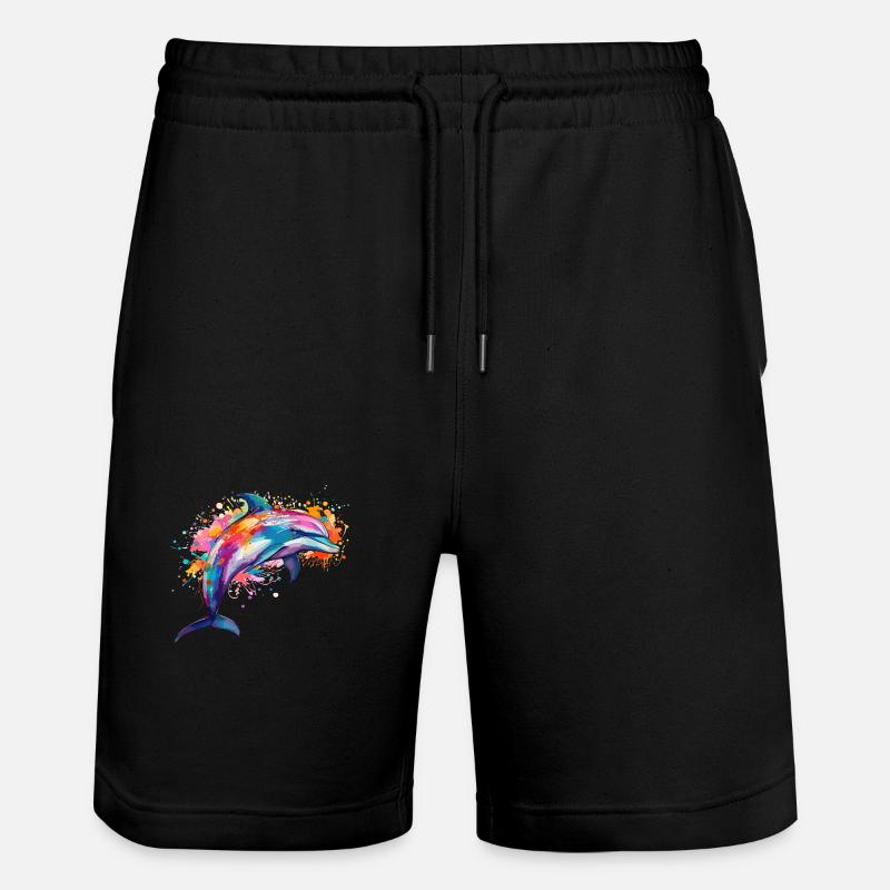 der bunte Delfin - Stanley/Stella Unisex Bio Joggingshorts Trainer  - Schwarz