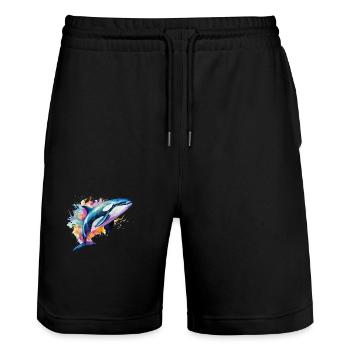 orque colorée - Short de jogging bio TRAINER Stanley/Stella unisexe - noir - Devant - Nik (191cm) & Marisol (170cm)