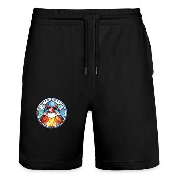 Sparrow Colorful Watercolor Animal Illustration - Stanley/Stella Trainer Unisex Organic Jogging Shorts - black - Front - Nik (191cm) & Marisol (170cm)