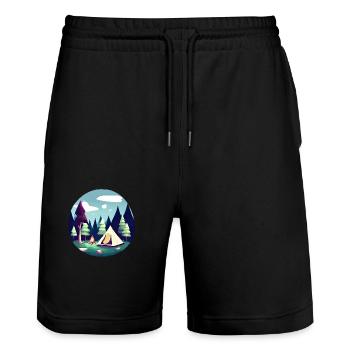 Camping Camping-car Cadeau Camping Caravan Camp - Short de jogging bio TRAINER Stanley/Stella unisexe - noir - Devant - Nik (191cm) & Marisol (170cm)