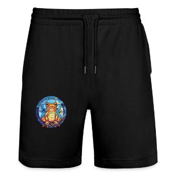 Frosch Buntes Aquarell Tier Haustier Illustration - Stanley/Stella Unisex Bio Joggingshorts Trainer  - Schwarz - Vorne - Nik (191cm) & Marisol (170cm)
