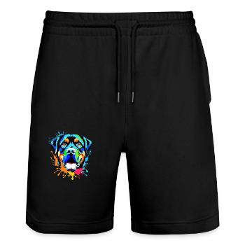 Rottweiler - Stanley/Stella Unisex Bio Joggingshorts Trainer  - Schwarz - Vorne - Nik (191cm) & Marisol (170cm)