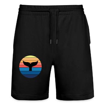 Surfing Surfboard Surfer Wassersport Hai - Stanley/Stella Unisex Bio Joggingshorts Trainer  - Schwarz - Vorne - Nik (191cm) & Marisol (170cm)