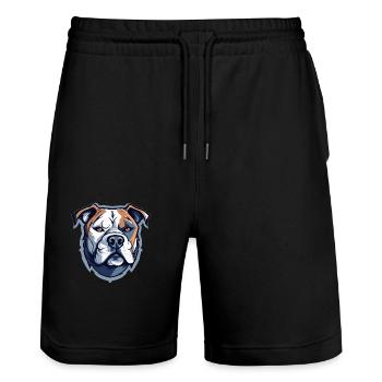 American Staffordshire Terrier - Stanley/Stella Unisex Bio Joggingshorts Trainer  - Schwarz - Vorne - Nik (191cm) & Marisol (170cm)