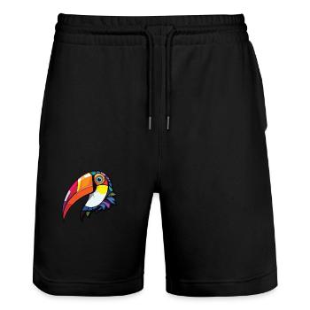 Tukan Tropischer Vogel Buntes Aquarell Tier - Stanley/Stella Unisex Bio Joggingshorts Trainer  - Schwarz - Vorne - Nik (191cm) & Marisol (170cm)