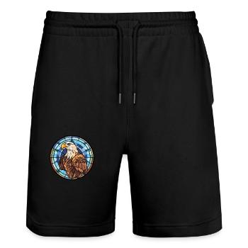 Adler Buntes Aquarell Tier Haustier Illustration - Stanley/Stella Unisex Bio Joggingshorts Trainer  - Schwarz - Vorne - Nik (191cm) & Marisol (170cm)