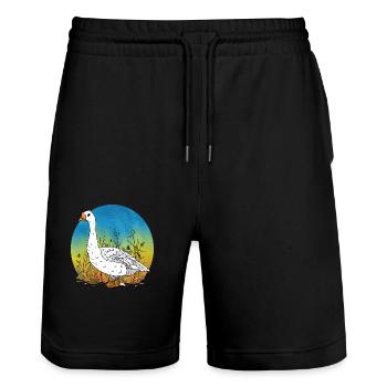 Gans - Stanley/Stella Unisex Bio Joggingshorts Trainer  - Schwarz - Vorne - Nik (191cm) & Marisol (170cm)