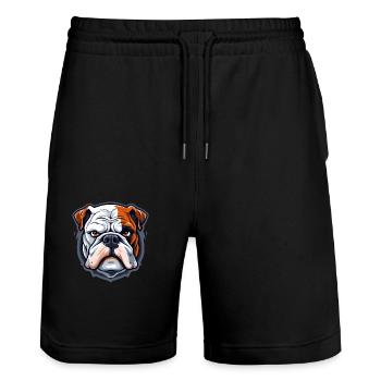 Cool bouledogue anglais - Short de jogging bio TRAINER Stanley/Stella unisexe - noir - Devant - Nik (191cm) & Marisol (170cm)