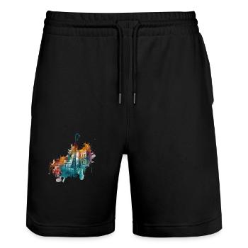 New Orleans ist eine Stadt im Süden der USA - Stanley/Stella Unisex Bio Joggingshorts Trainer  - Schwarz - Vorne - Nik (191cm) & Marisol (170cm)