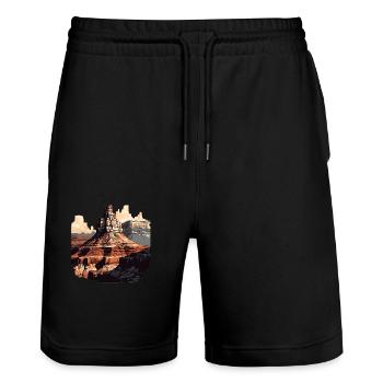 The Grand Canyon in Arizona - Stanley/Stella Trainer Unisex Organic Jogging Shorts - black - Front - Nik (191cm) & Marisol (170cm)