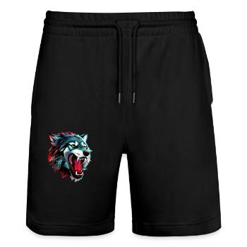wolf - Stanley/Stella Trainer Unisex Organic Jogging Shorts - black - Front - Nik (191cm) & Marisol (170cm)