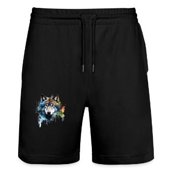 Loup - Short de jogging bio TRAINER Stanley/Stella unisexe - noir - Devant - Nik (191cm) & Marisol (170cm)