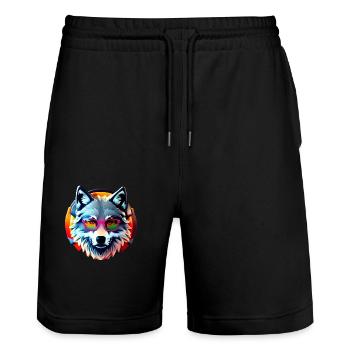 Wolf - Stanley/Stella Unisex Bio Joggingshorts Trainer  - Schwarz - Vorne - Nik (191cm) & Marisol (170cm)