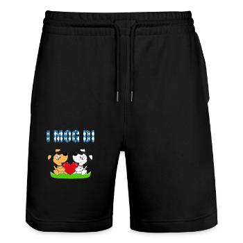 HUND - HUNDE - LIEBE - HERZ - VERLIEBT - I MOG DI - Stanley/Stella Unisex Bio Joggingshorts Trainer  - Schwarz - Vorne - Nik (191cm) & Marisol (170cm)