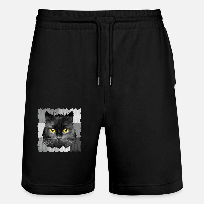 Cat - Stanley/Stella Trainer Unisex Organic Jogging Shorts - black