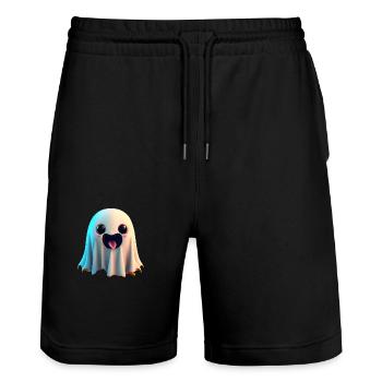 Happy Halloween cute ghost tongue out scary funny - Stanley/Stella Trainer Unisex Organic Jogging Shorts - black - Front - Nik (191cm) & Marisol (170cm)