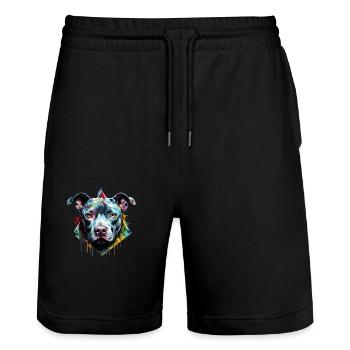 Pitbull - Stanley/Stella Unisex Bio Joggingshorts Trainer  - Schwarz - Vorne - Nik (191cm) & Marisol (170cm)