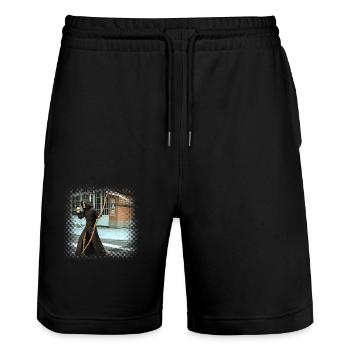 Caffee to go for death - Stanley/Stella Trainer Unisex Organic Jogging Shorts - black - Front - Nik (191cm) & Marisol (170cm)