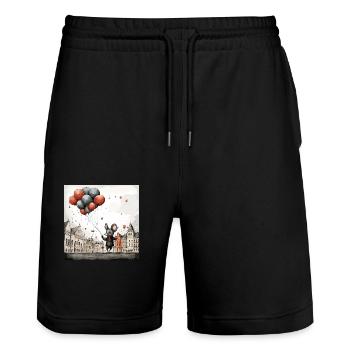 Maus mit Luftballons - Stanley/Stella Unisex Bio Joggingshorts Trainer  - Schwarz - Vorne - Nik (191cm) & Marisol (170cm)