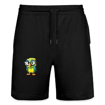Papagei mit Brille Cartoon Kawaii Illustration - Stanley/Stella Unisex Bio Joggingshorts Trainer  - Schwarz - Vorne - Nik (191cm) & Marisol (170cm)