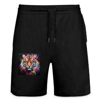 Tiger Tiger! - Stanley/Stella Trainer Unisex Organic Jogging Shorts - black - Front - Nik (191cm) & Marisol (170cm)