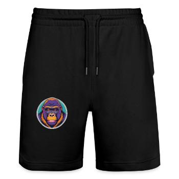 Gorille - Short de jogging bio TRAINER Stanley/Stella unisexe - noir - Devant - Nik (191cm) & Marisol (170cm)