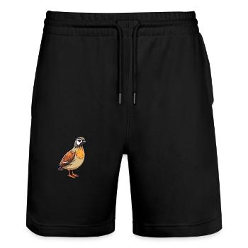 Caille Cartoon Kawaii Aquarelle Illustration - Short de jogging bio TRAINER Stanley/Stella unisexe - noir - Devant - Nik (191cm) & Marisol (170cm)