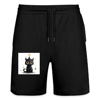 Chat de Noël - Short de jogging bio TRAINER Stanley/Stella unisexe - noir - Devant - Nik (191cm) & Marisol (170cm)