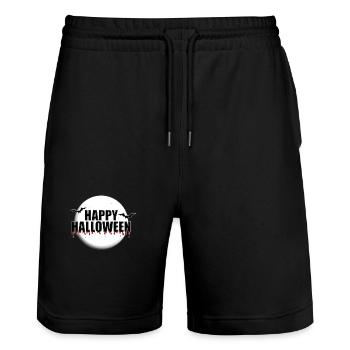 HAPPY HALLOWEEN - MONDSCHEIN - FLEDERMÄUSE - Stanley/Stella Unisex Bio Joggingshorts Trainer  - Schwarz - Vorne - Nik (191cm) & Marisol (170cm)