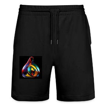 Kleinsche Flasche -04- - Stanley/Stella Unisex Bio Joggingshorts Trainer  - Schwarz - Vorne - Nik (191cm) & Marisol (170cm)