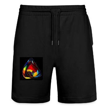 Kleinsche Flasche -05- - Stanley/Stella Unisex Bio Joggingshorts Trainer  - Schwarz - Vorne - Nik (191cm) & Marisol (170cm)