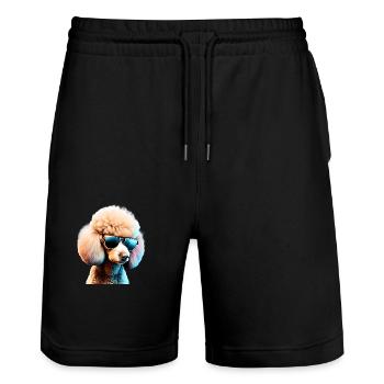 Puppy Caniche Dog Owner Caniche Puppy Dog Love - Short de jogging bio TRAINER Stanley/Stella unisexe - noir - Devant - Nik (191cm) & Marisol (170cm)
