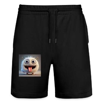 Joyeux Halloween mignon monstre langue de plaisir effrayant - Short de jogging bio TRAINER Stanley/Stella unisexe - noir - Devant - Nik (191cm) & Marisol (170cm)