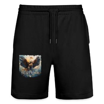 South Tyrolean eagle loyal to the land Gift Eagle - Stanley/Stella Trainer Unisex Organic Jogging Shorts - black - Front - Nik (191cm) & Marisol (170cm)