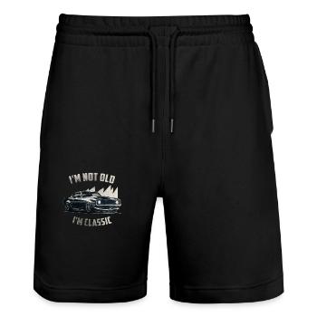 Je ne suis pas vieux Je suis classique drôle vintage Muscle Car - Short de jogging bio TRAINER Stanley/Stella unisexe - noir - Devant - Nik (191cm) & Marisol (170cm)