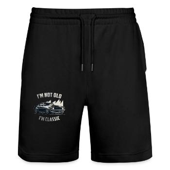Je ne suis pas vieux Je suis classique drôle vintage Muscle Car - Short de jogging bio TRAINER Stanley/Stella unisexe - noir - Devant - Nik (191cm) & Marisol (170cm)