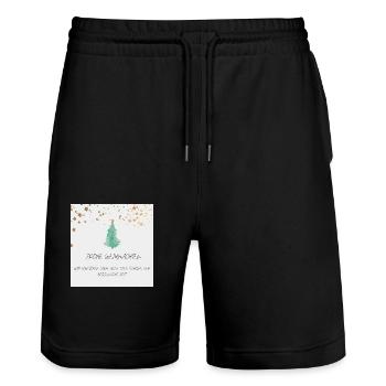 Frohe Weihnachten - Stanley/Stella Unisex Bio Joggingshorts Trainer  - Schwarz - Vorne - Nik (191cm) & Marisol (170cm)