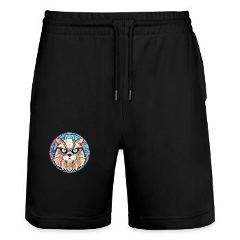 Chat de l’Himalaya aquarelle colorée Illustration pour animaux de compagnie - Short de jogging bio TRAINER Stanley/Stella unisexe - noir - Devant - Nik (191cm) & Marisol (170cm)