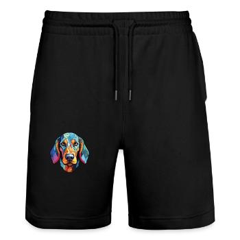 American Blue Gascogne Hund Rasse Aquarell - Stanley/Stella Unisex Bio Joggingshorts Trainer  - Schwarz - Vorne - Nik (191cm) & Marisol (170cm)