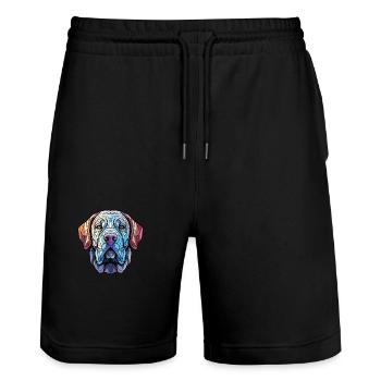 Neapolitan Mastiff Dog Breed Colorful Watercolor - Stanley/Stella Trainer Unisex Organic Jogging Shorts - black - Front - Nik (191cm) & Marisol (170cm)